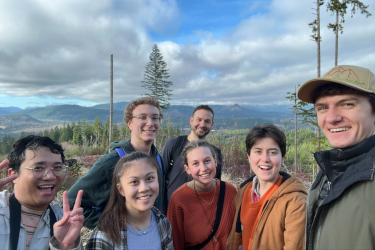 Students and faculty on a group hike at the 2023 Volcano Conference in chemical biology.