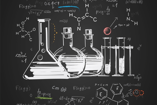 Chemistry glassware chalk drawing
