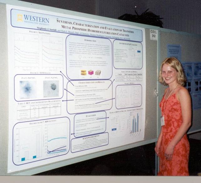 Stphanie Sawhill standing in front of poster at ACS