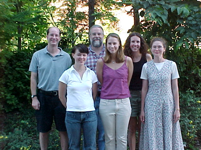 2002-2003 group photo outside chemistry building