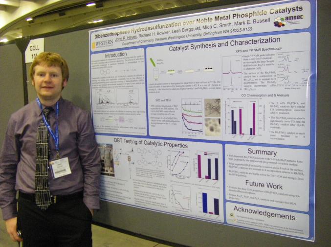 Student stands in front of poster at ACS meeting